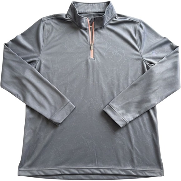 Swannies Other - Swannies Mens XL Grey Floral Quarter Zip Golf Pullover Long Sleeve Stretch